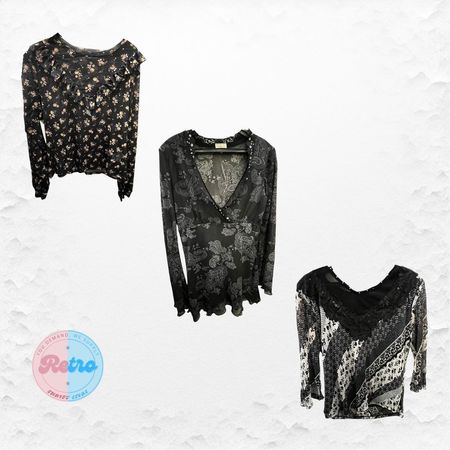 Ebony and Slate Y2K Mesh Tops Styles: 12 pieces