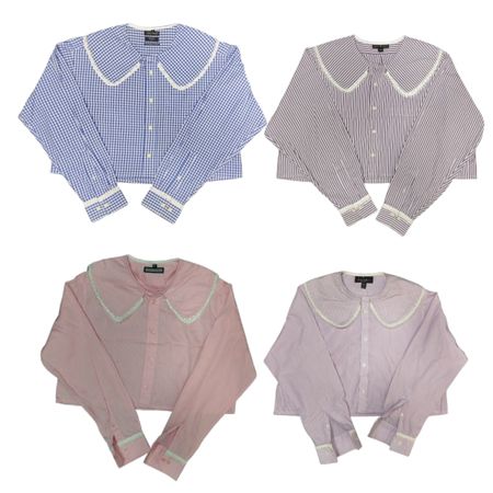 Chemise à col froncé SS25 en matériaux recyclés