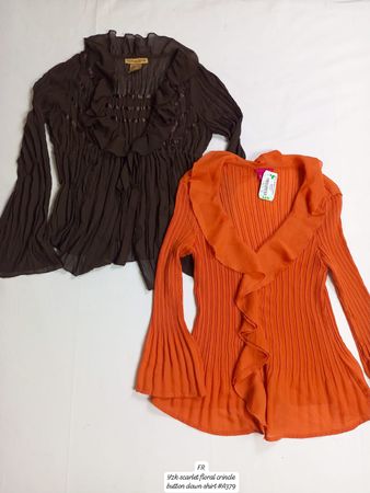 Chemise à boutons froncée florale écarlate Y2K