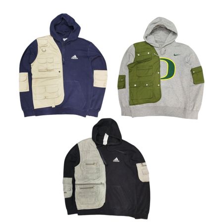 AW25 Sweat à capuche de marque recyclé X gilet avec poches cargo