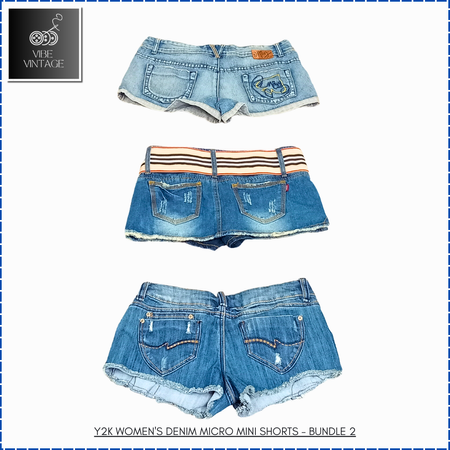 Y2K WOMEN'S DENIM MICRO MINI SHORTS - 10 PCS (BUNDLE 2)