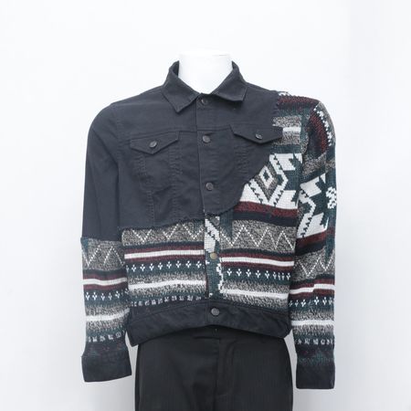 Maglione Rework Toppe Giacca di Jeans