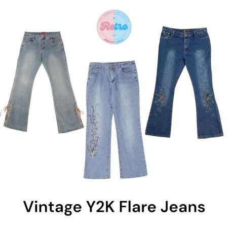 Vintage Verzierte Flared Jeans für Damen: 9 Stück