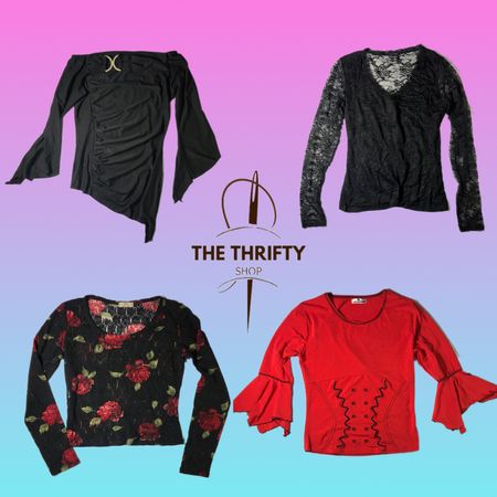 Y2k romantische Gothik Langarmoberteile (018)