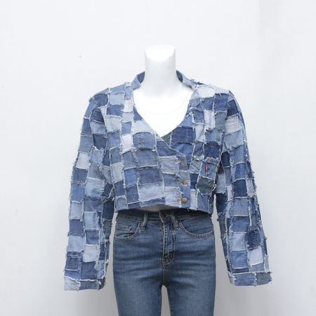 Jacket in Patchwork di Denim Riciclato