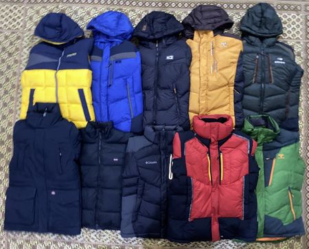 Mixed branded puffer jackets