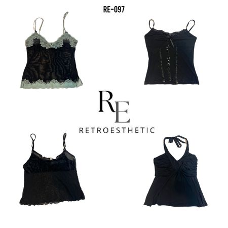 Y2K IT Girl Cami Black Gothic Tops (RE-097)