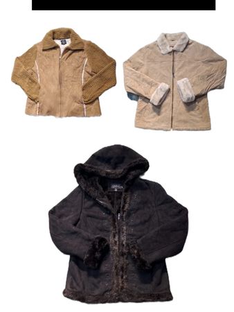 Jaquetas de zíper de camurça com pelo.