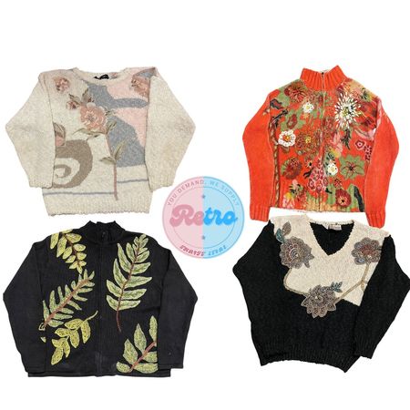 Vêtements tricotés floraux uniques Y2K vintage
