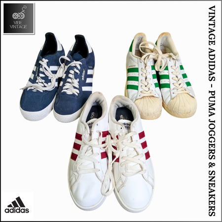 VINTAGE ADIDAS - PUMA JOGGERS & SNEAKERS - 08 PCS