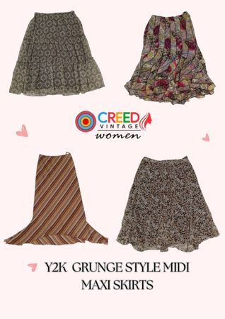 CR2966 Y2K Grunge Style Middi Maxi Skirts - 8 Pcs