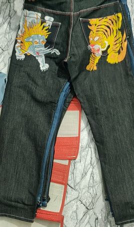 baggy embroidered jeans