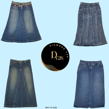 Vintage Y2K Denim Long Skirts - Effortless Style (GRV-12-036)