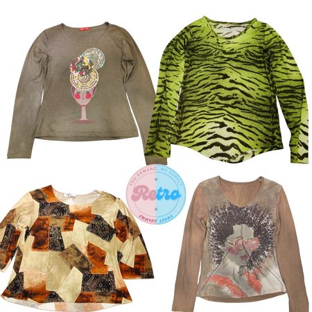 Y2K Women T Shirts Graphic Embroidered: 10 Pcs