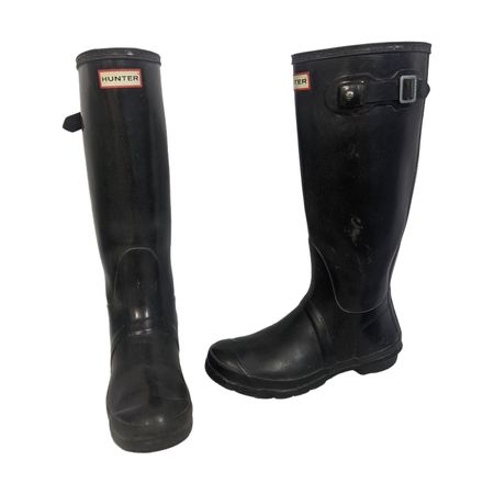 MV125#Hunter Original Classic Tall Rain Boots Black Rubber ull On Waterproof