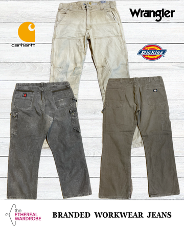 Branded Workwear Jeans 20pcs including Carhartt, Dickies & Wrangler