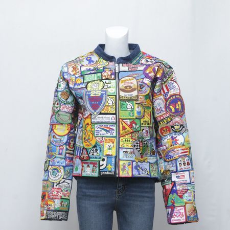 Upcycled Rockstar Embroided Patch Jacket