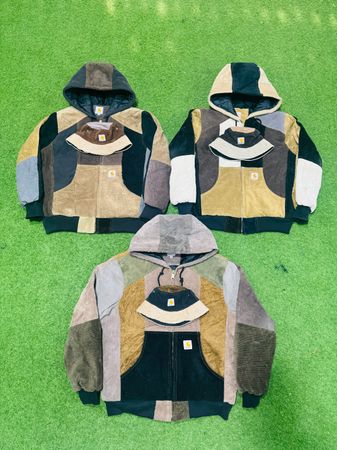 Veste à capuche en corduroy carhartt de style rework avec chapeau gratuit