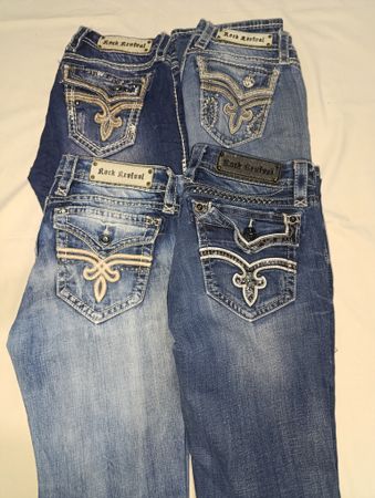 R15 Ladies Y2k Rock Revival Flared Jeans-10