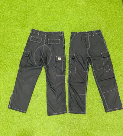Rework style carhartt black cargo white stitch trousers