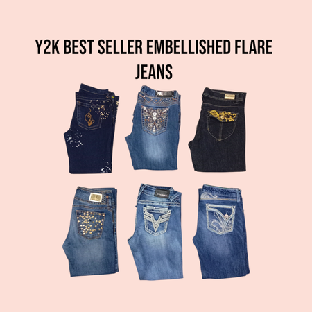 Y2k Best Seller Embellished Flare Jeans