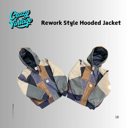 Rework Style Carhartt Patchwork Hooded Jacket