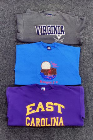 Pro sport and college sweatshirts