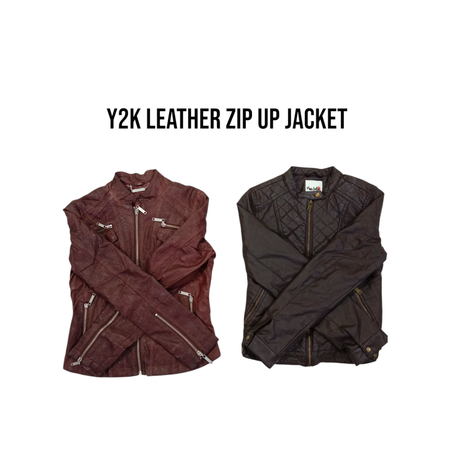 Y2K Leder Reißverschlussjacke