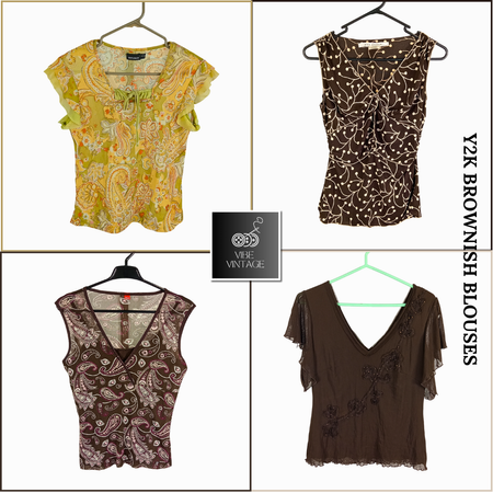 Y2K BROWNISH BLOUSES - 10 PCS (SHORT SLEEVES)