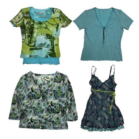 Y2K Aquamarin Mädchen Tops