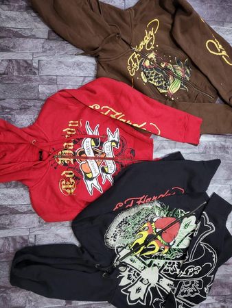Sweat-shirts à capuche courts ED Hardy pour femmes