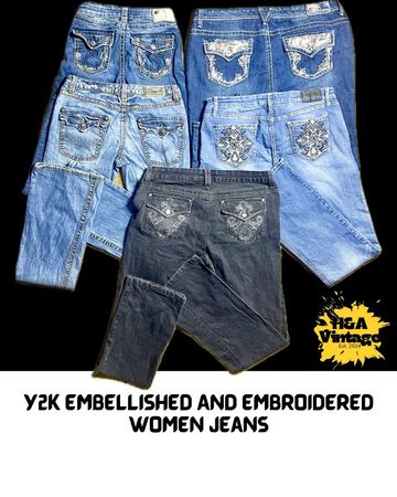 Y2K Bootcut Embellished and Embroidered Jeans