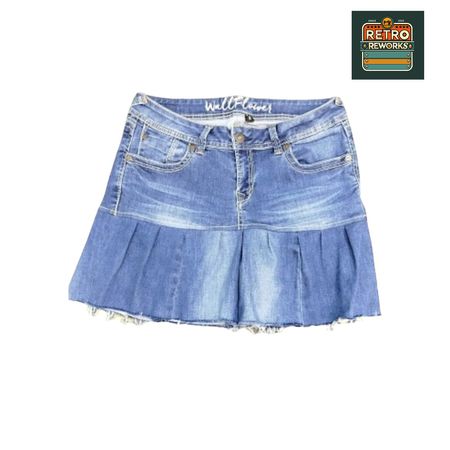SS25 Upcycled Denim Pleated Skirt