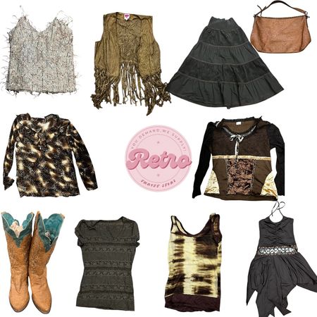 Ensemble mélange Y2k Boho Western