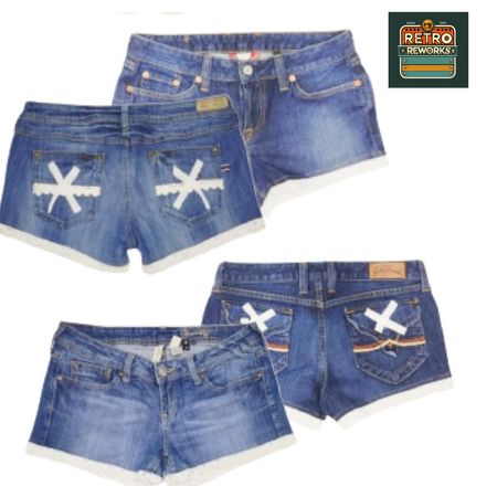 Upcycled Low-Rise Denim Shorts