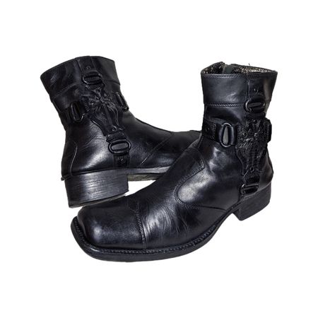 MV237# ROCK LIVES Bottes en cuir noir et marron ULTRA RARES ! Bottes de motard.