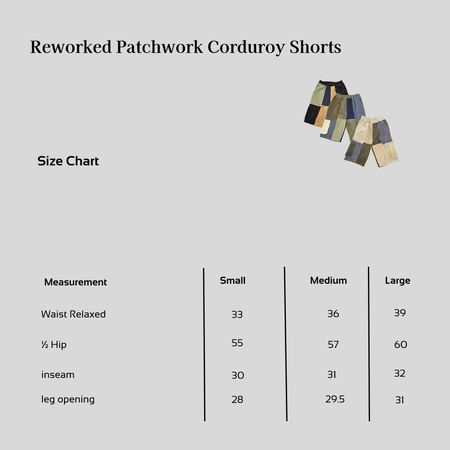 SS25 Upcycled Patchwork Corduroy Shorts