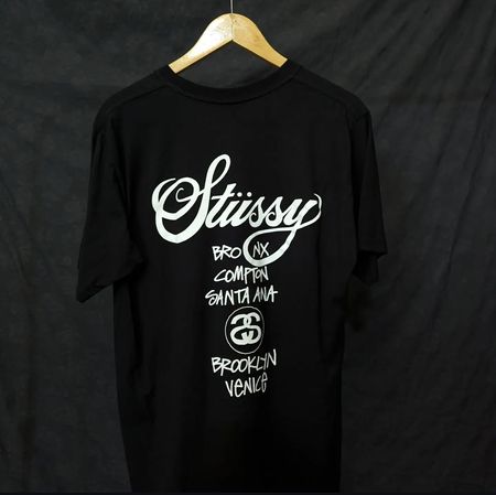 T-shirt noir Stussy Rework Style World Tour 20 pièces