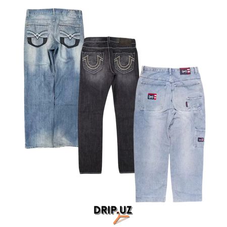 Calças Jeans Mulher Flare/Bootcut Estilo Y2K - Bordadas / Decoradas K1103/R10