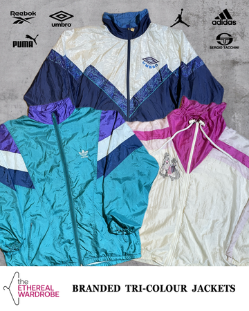 Branded Tri-Colour Jackets 10pcs Adidas, Reebok, Jordan, Umbro, Sergio tacchini & Puma