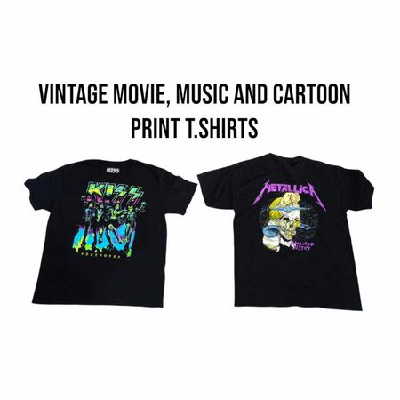 ビンテージ音楽、アニメ、映画プリントTシャツ