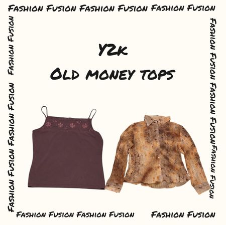 (FF-736) y2k vieux argent marron hauts