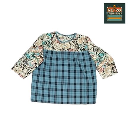 SS25 Upcycled Patchwork Long-Sleeve Smock Top