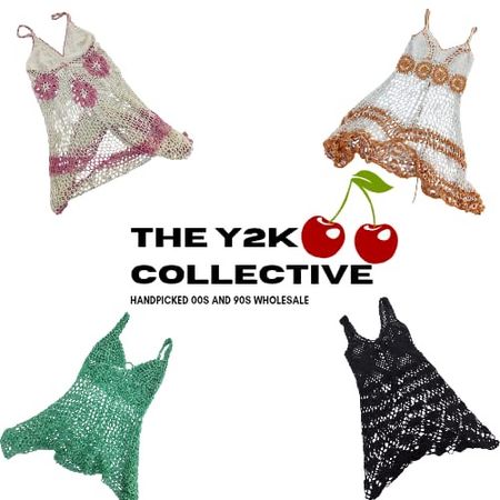 00s Ibiza Boho Summer Crochet Tops and Mini Dress Mix (tec24)