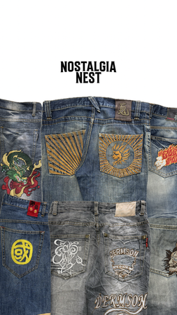 Japanese Style Embroidery Jeans