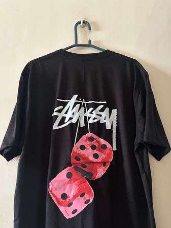 Stussy Rework Style T-shirts en peluche noire avec dés 20 pièces