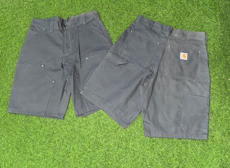 Rework style grey carhartt double knee shorts