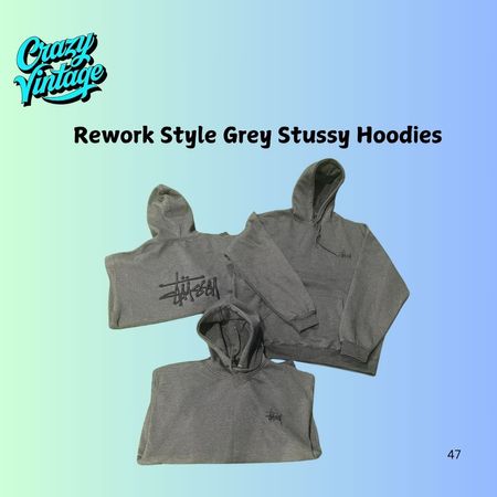 Rework Style Grey Stussy Hoodies - 50 pièces