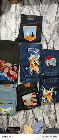 baggy hip hop embroidery jeans