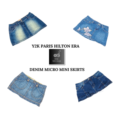 Y2K PARIS HILTON ERA DENIM MICRO MINI SKIRTS - 09 PCS